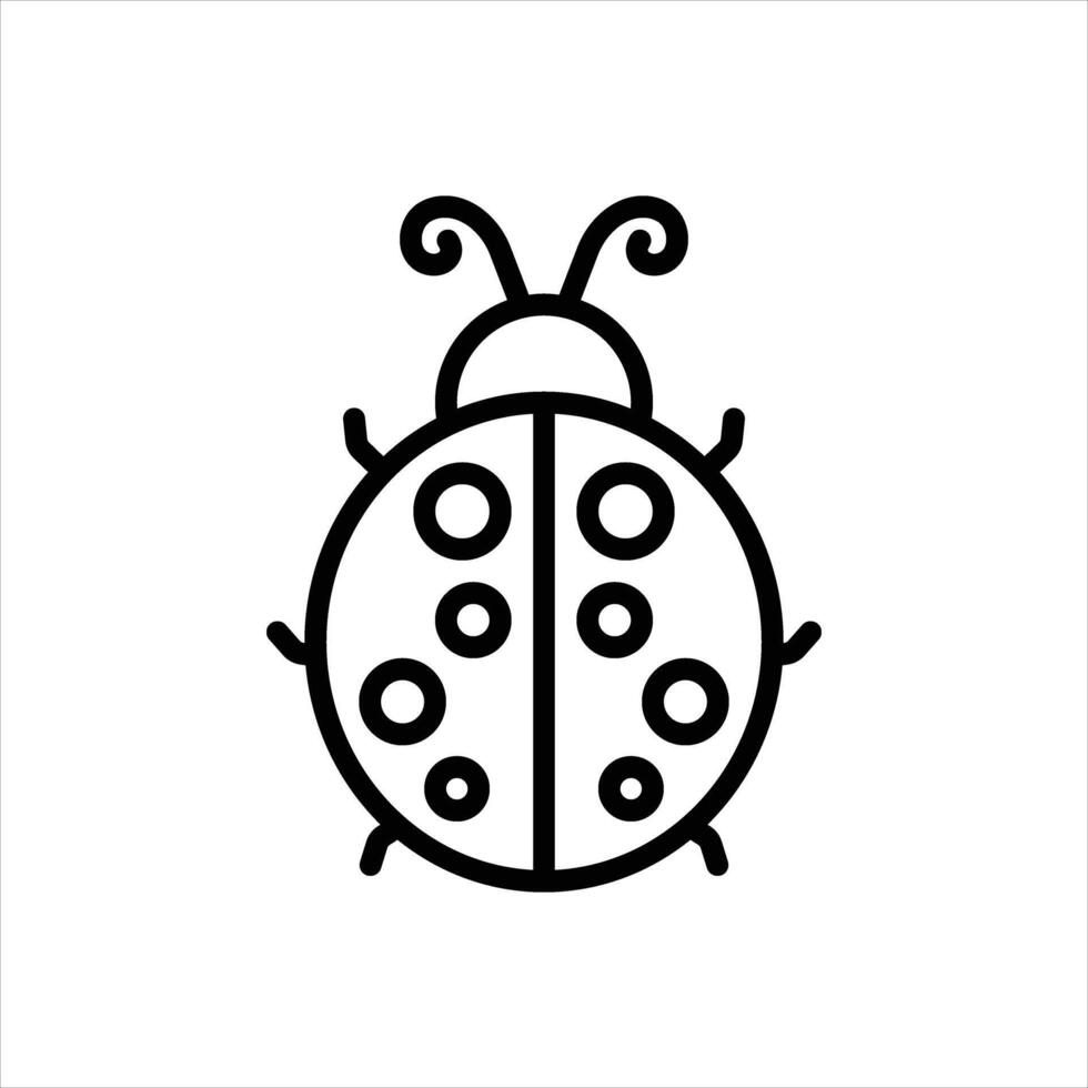 Black line icon ladybug vector
