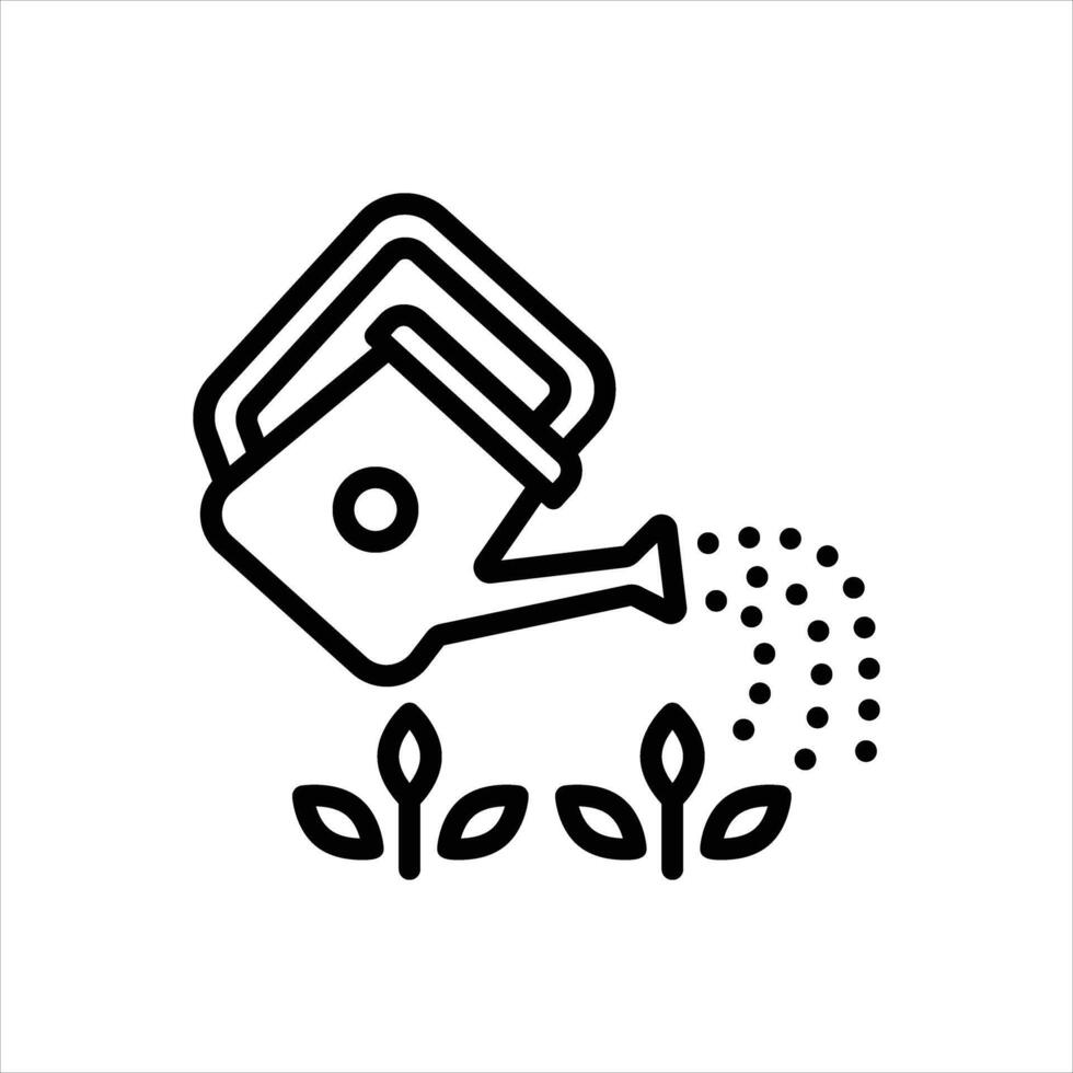 Black line icon watering can vector