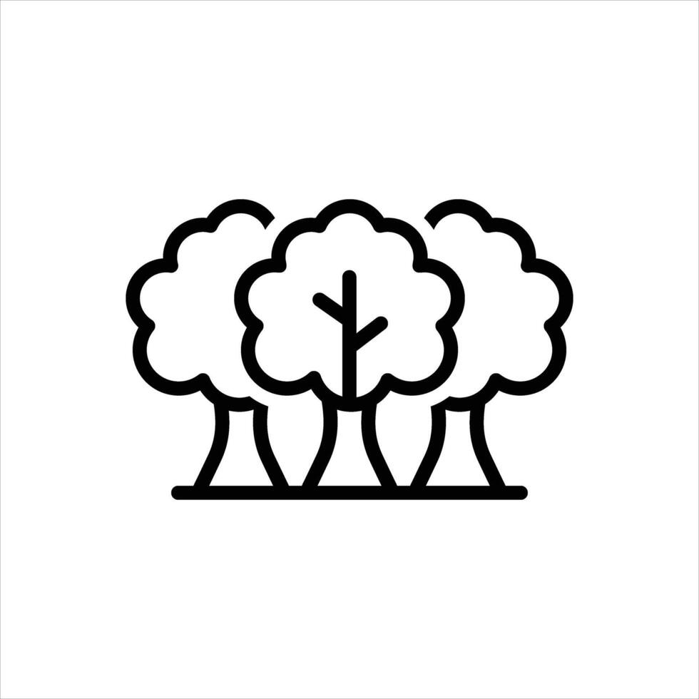 Black line icon trees vector