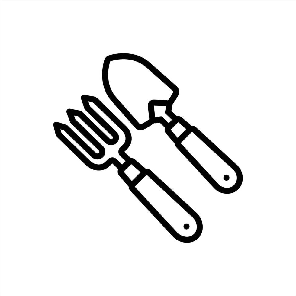Black line icon fork and trowel vector