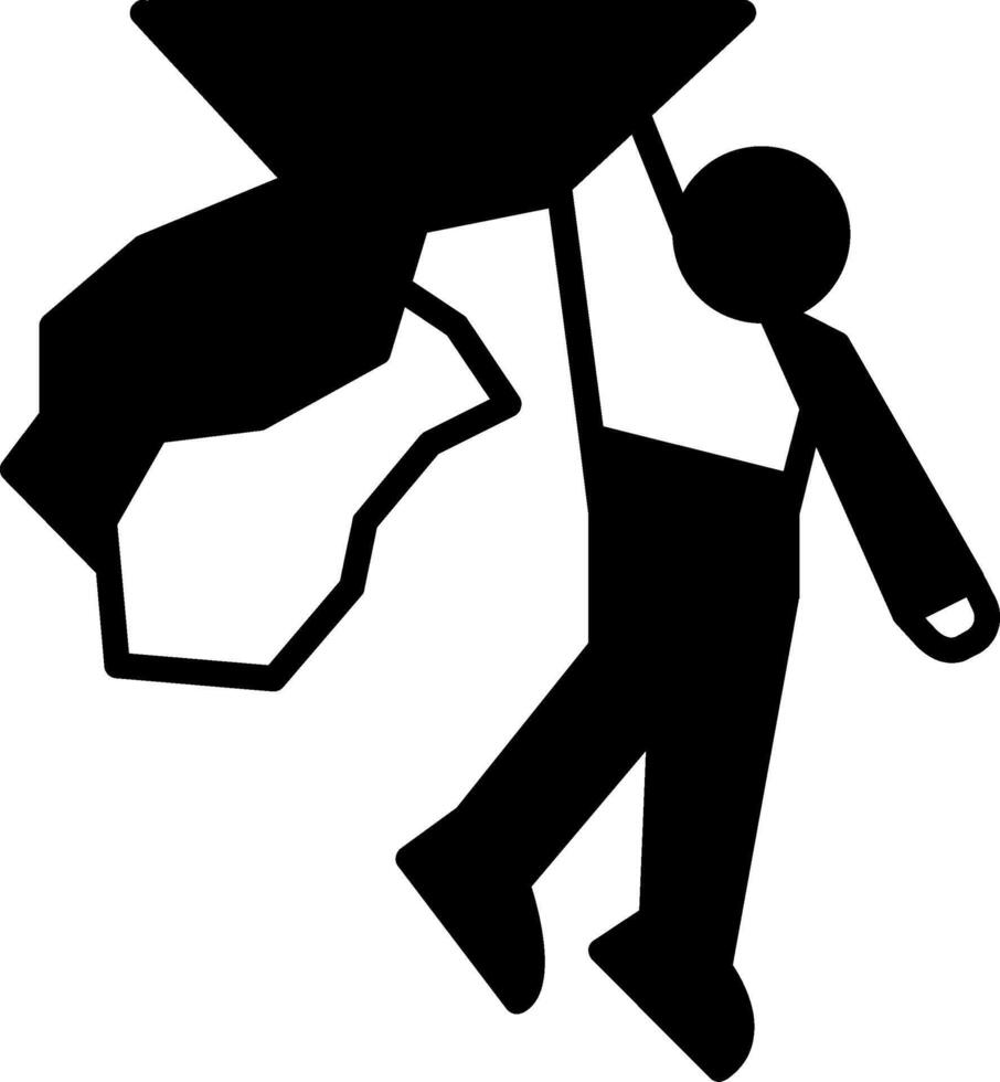 Solo Rock Climber Ascending Crag vector