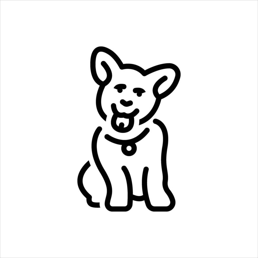 Black line icon dog vector