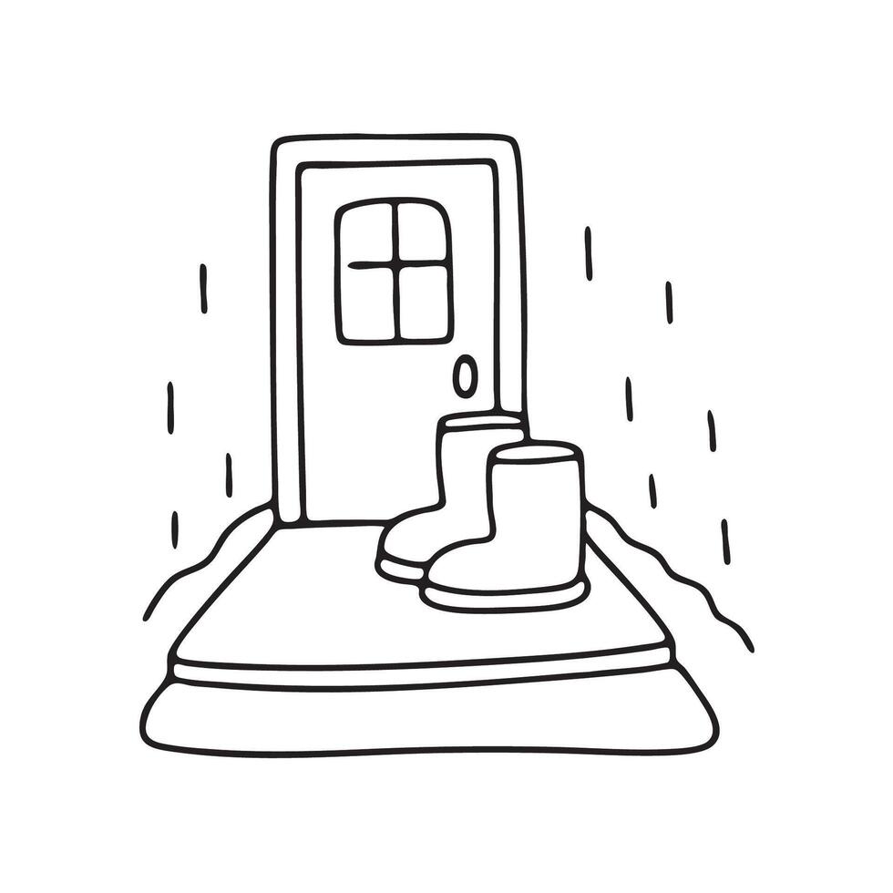 A pair of Ugg boots placed near a snowy doorstep vector