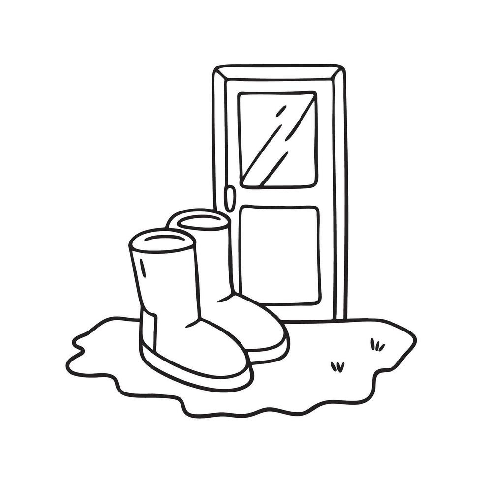A pair of Ugg boots standing near a snow covered door vector
