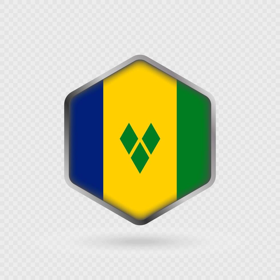 Saint Vincent and the Grenadines Flag Icon in Hexagon Shape. vector