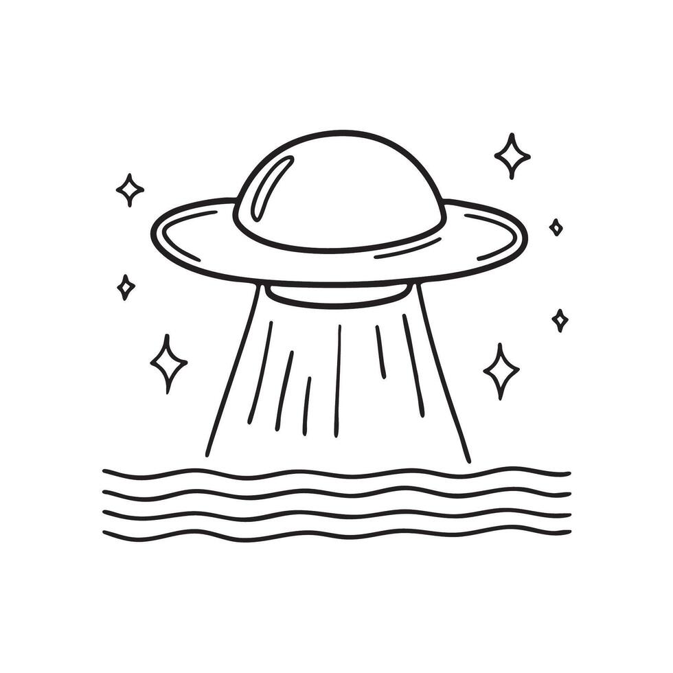 A UFO hovering above a rippling lake surface vector