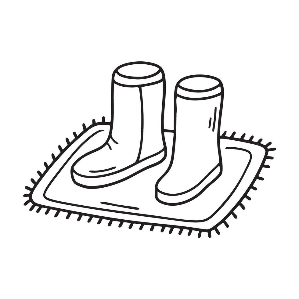 Ugg boots left on a welcome mat by the door vector