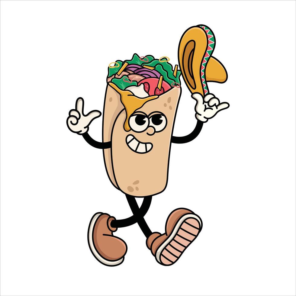 Funny Burrito Cartoon Mascot vector