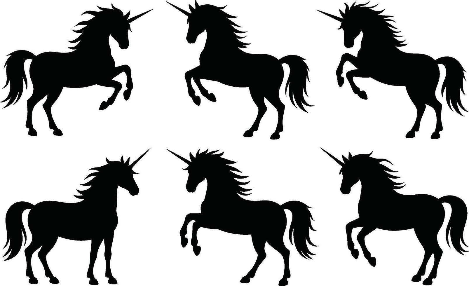 Black unicorn silhouettes seamless pattern on white background illustration vector