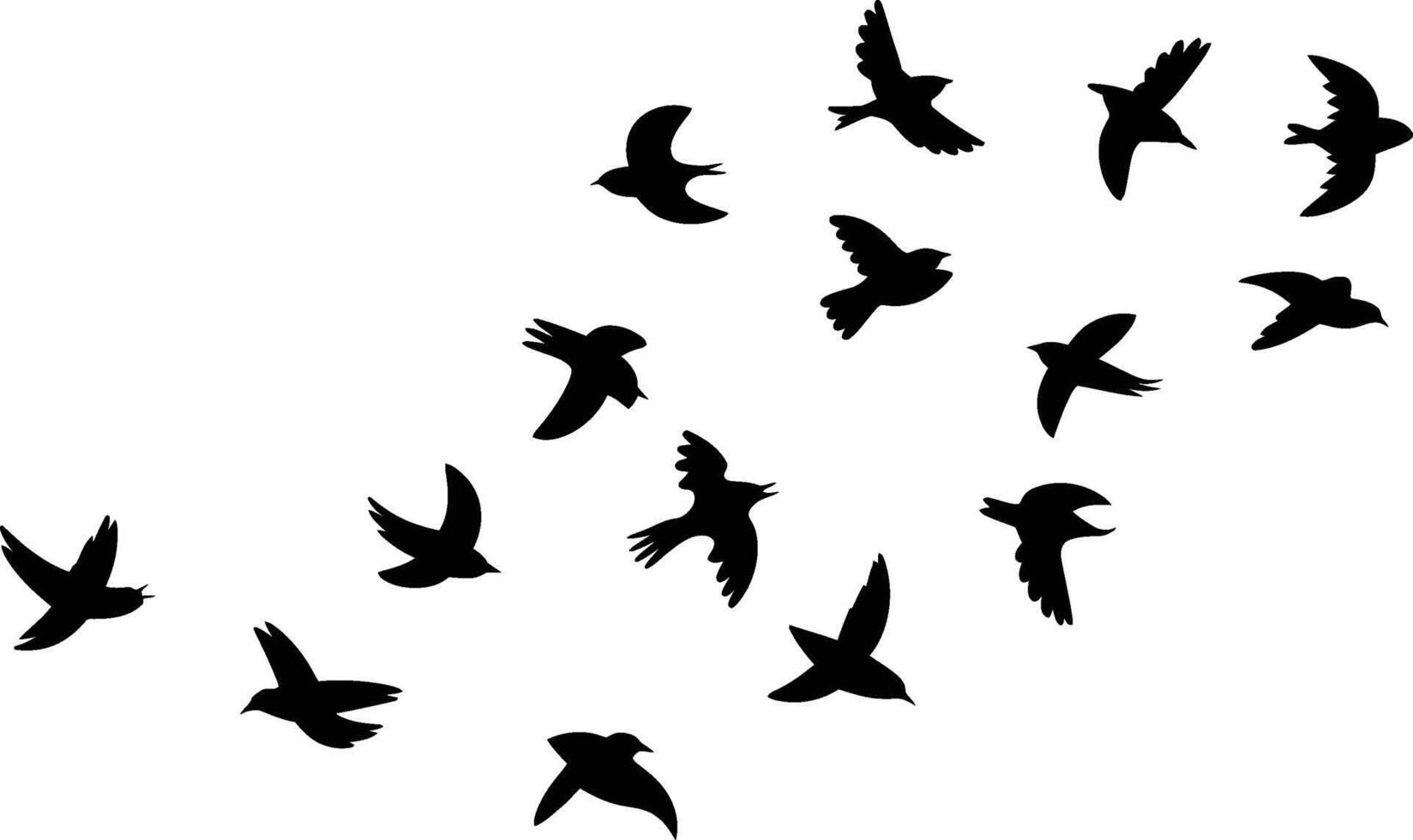 Silhouetted birds flying illustration flock of birds in flight vector