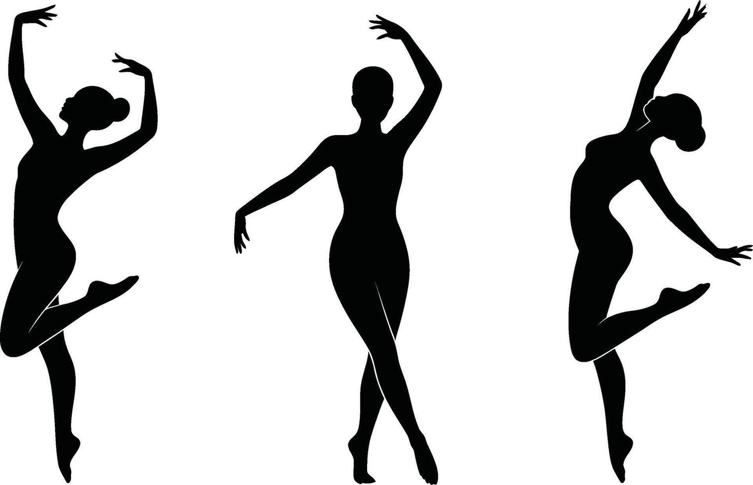 Elegant ballet dancer silhouettes in various poses black against white background vector