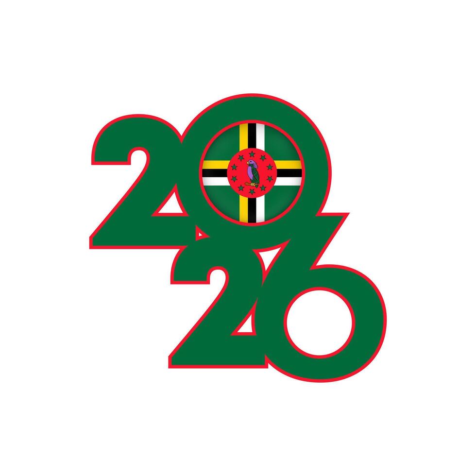 2026 banner with Dominican Republic flag inside. vector