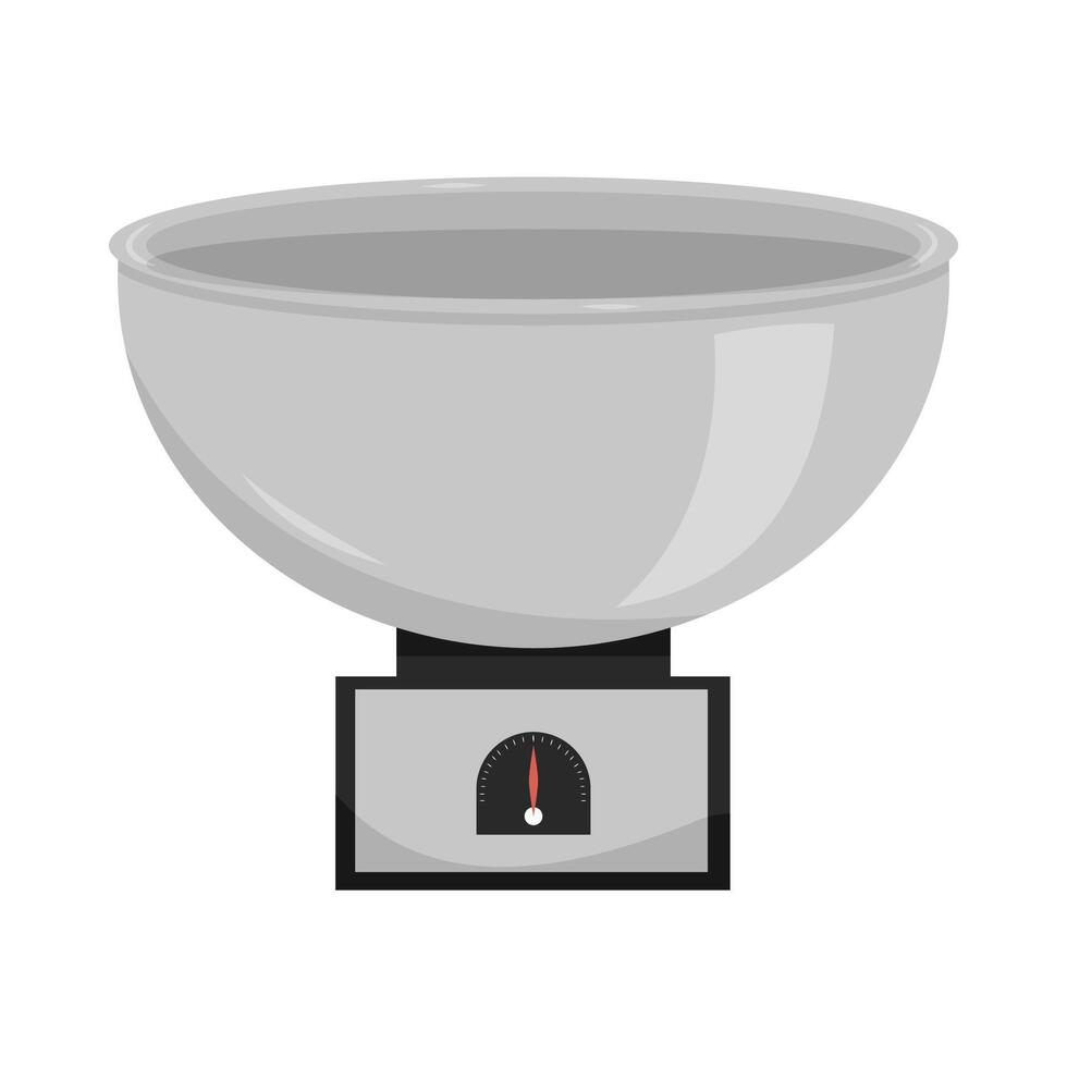 A kitchen scale with a large mixing bowl positioned for measuring ingredients. vector