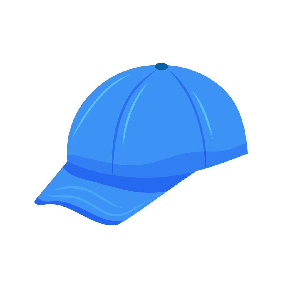 Blue baseball cap isolated on white background in flat style. vector