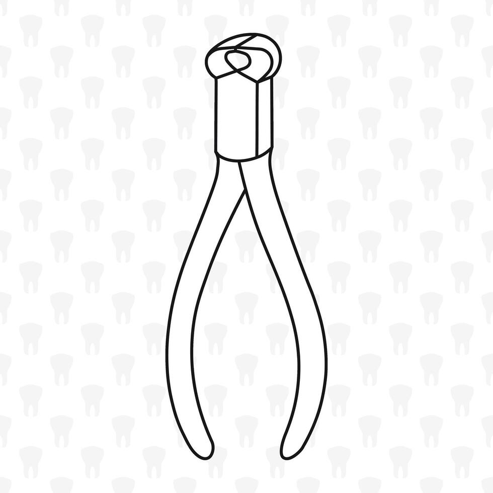 Technical nippers, sketch outline silhouette of a dental instrument for prosthetics vector