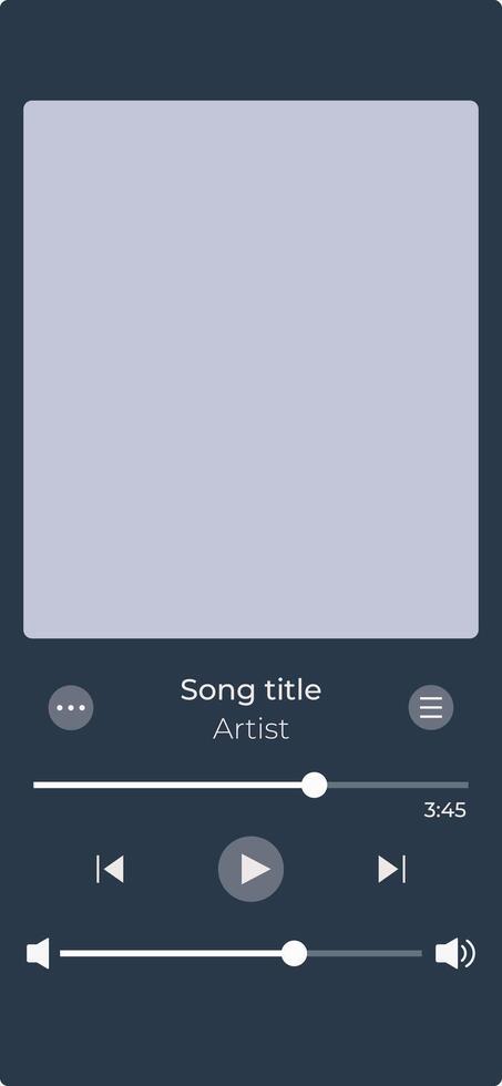 Isolated media player for phone. Mobile application interface. vector