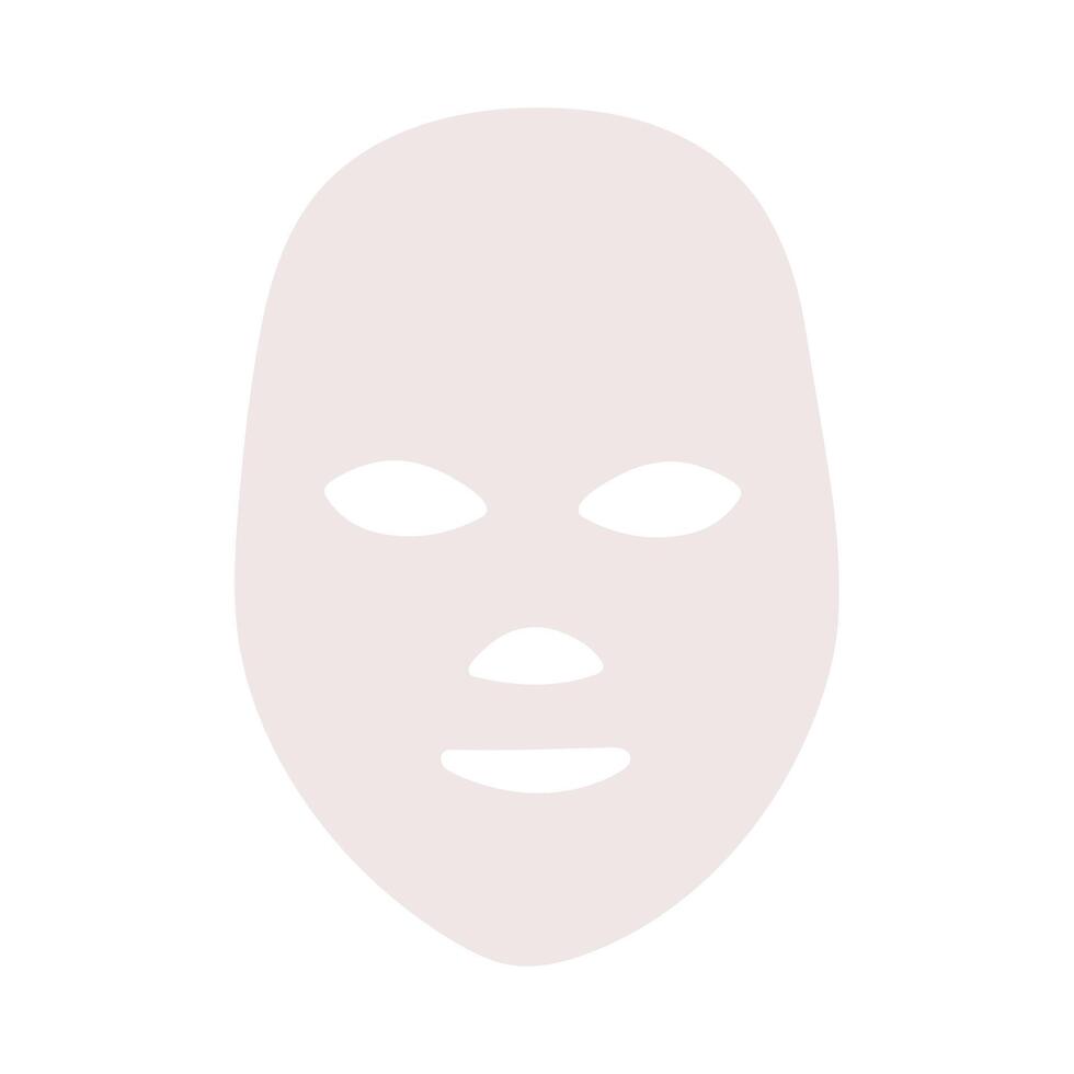 Flat illustration of a cosmetic sheet face mask in soft pastel color. Minimalist skincare icon, ideal for beauty, wellness, spa, or dermatology design projects. vector