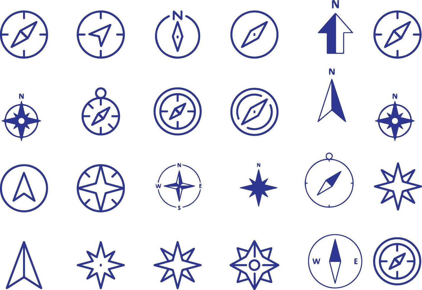 a set of different compass symbols on a white background vector
