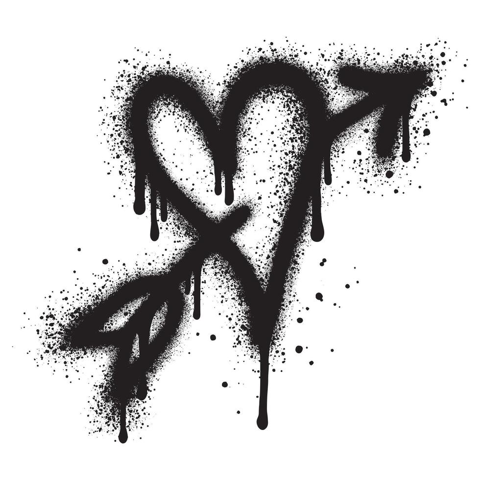 Graffiti Style Heart And Arrow isolated on White background. EPS 10 vector