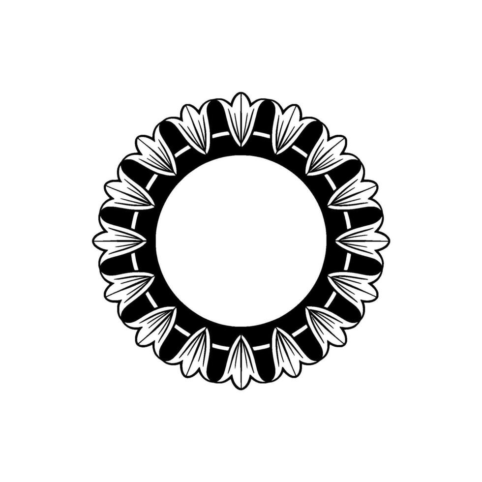 Elegant Black and White Floral Circular Frame on Gradient Background vector