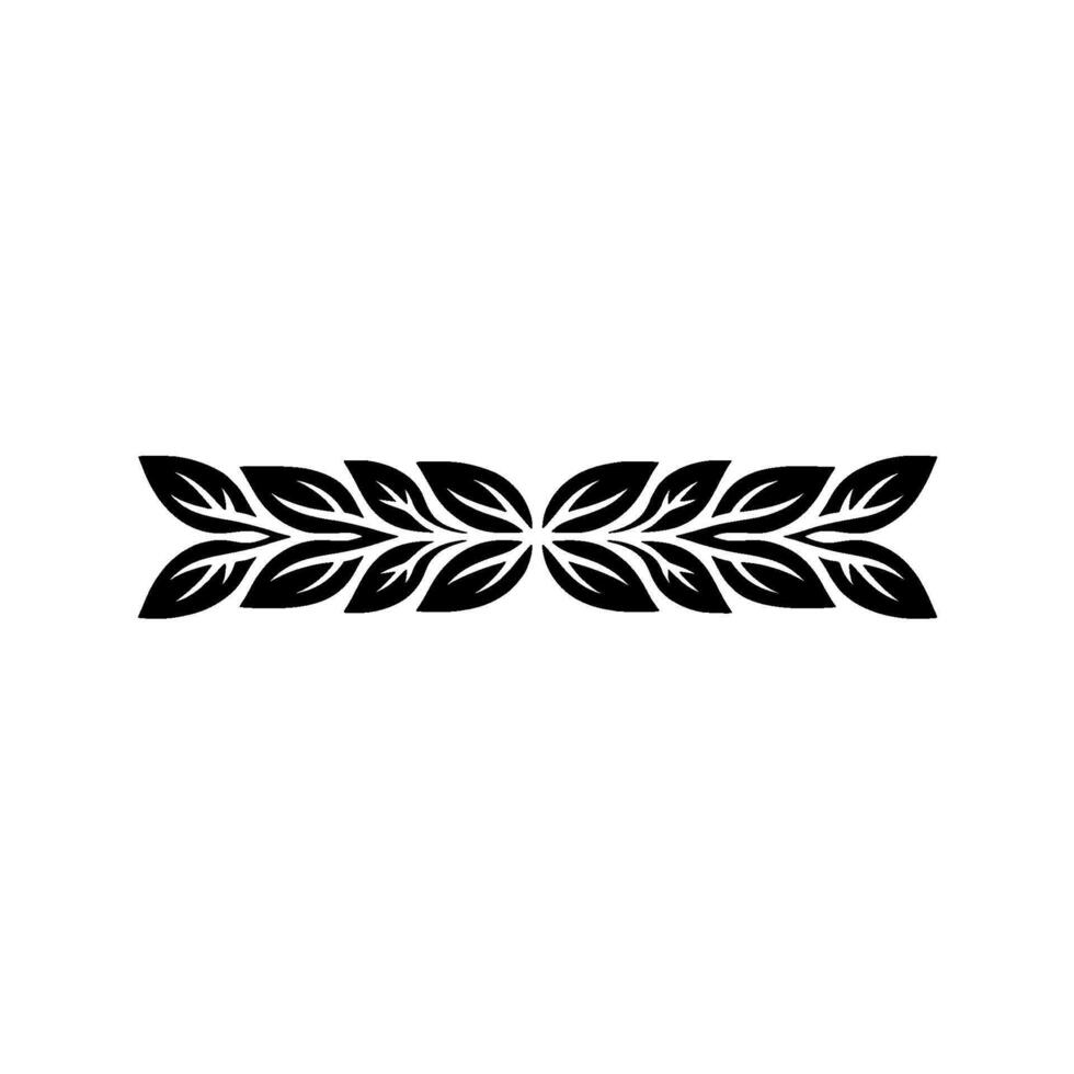 Black Leaf Border Element on White Background, Minimalist vector