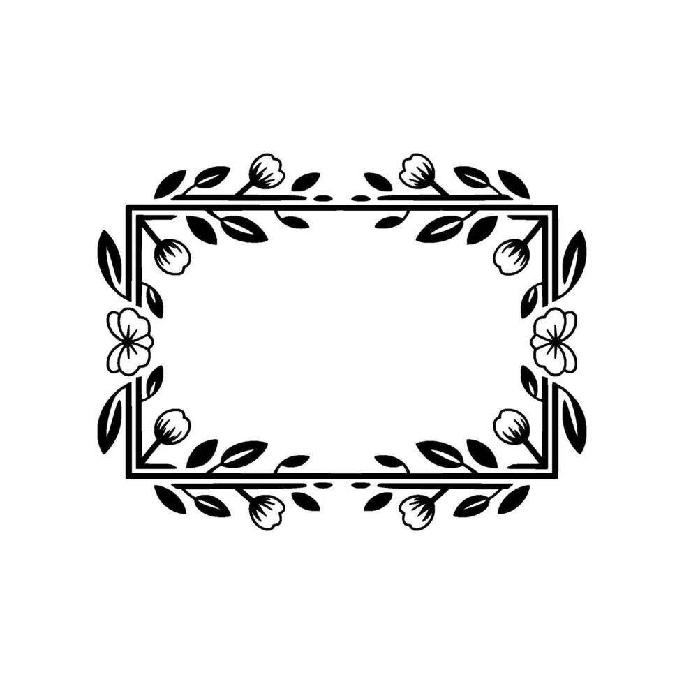 Minimalist Floral Frame, Black White, Invitation , Elegant, Editable vector