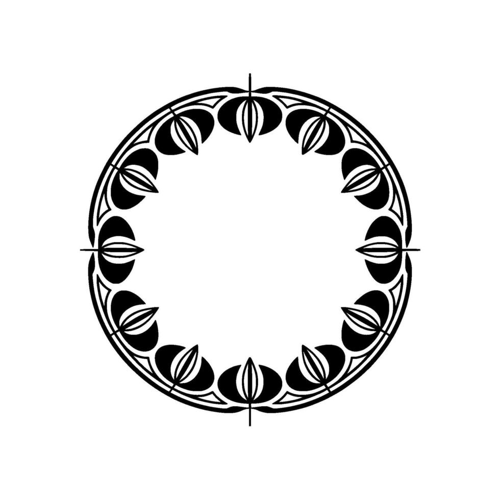 Elegant Art Deco Floral Frame, Black and White vector