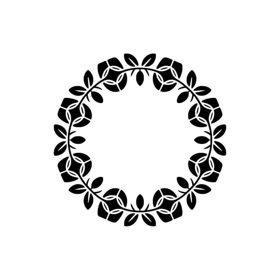 Elegant Floral Wreath Silhouette on Neutral Backdrop vector