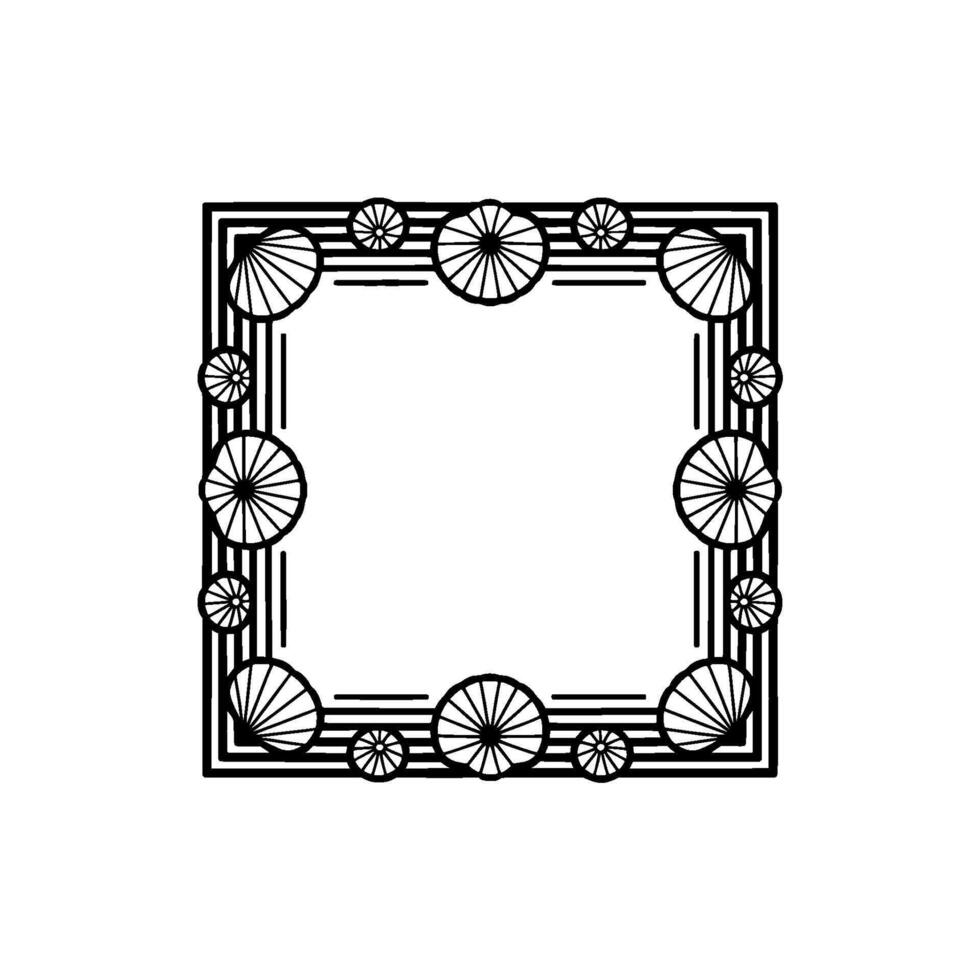 Elegant Geometric Frame with Repeating Floral Motif on White Background vector