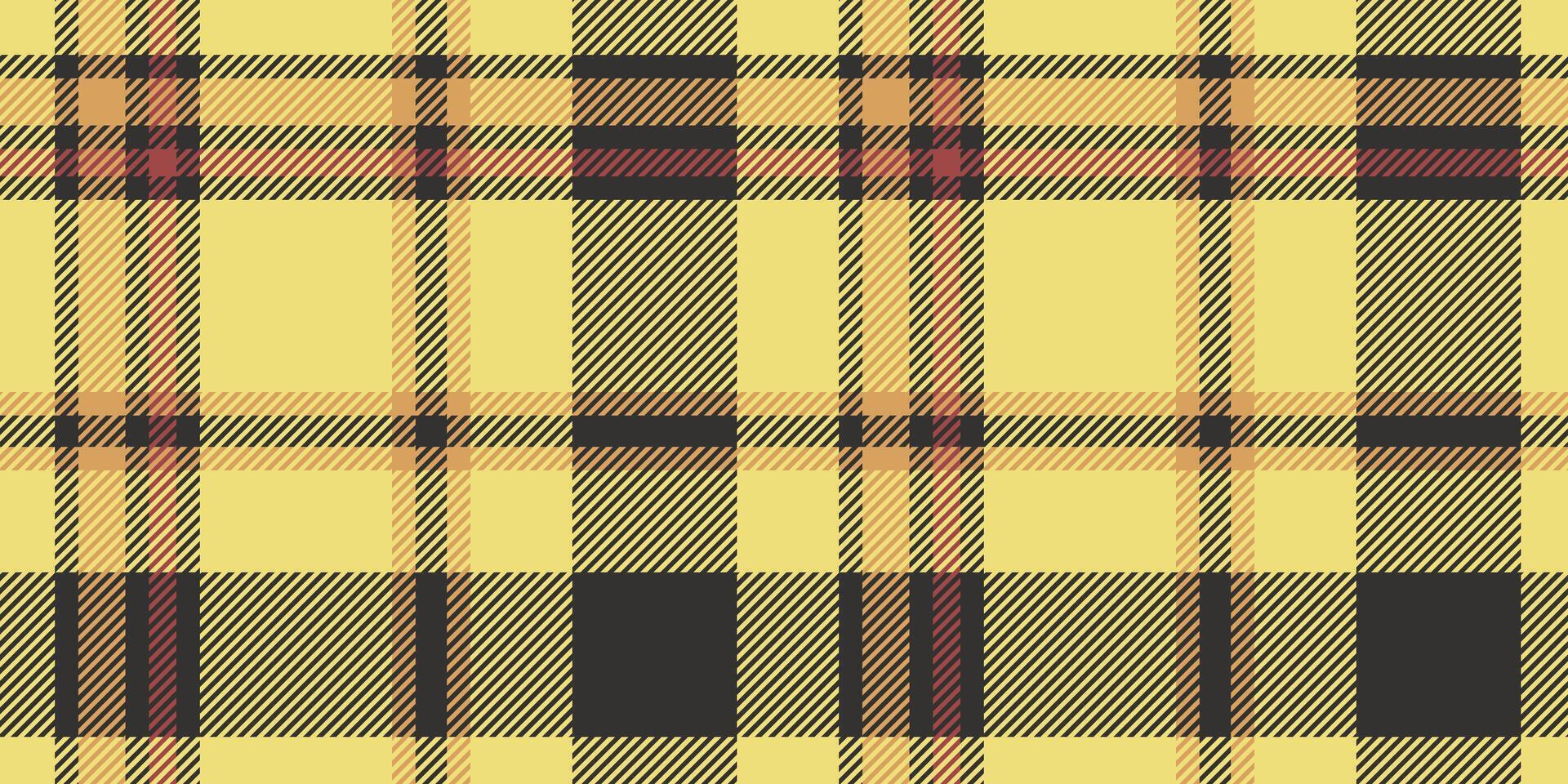 A seamless tartan plaid pattern in vibrant yellow, brown, and red tones with black accents. Perfect for textile design, fashion, home decor, and creative projects with a bold and lively aesthetic. vector