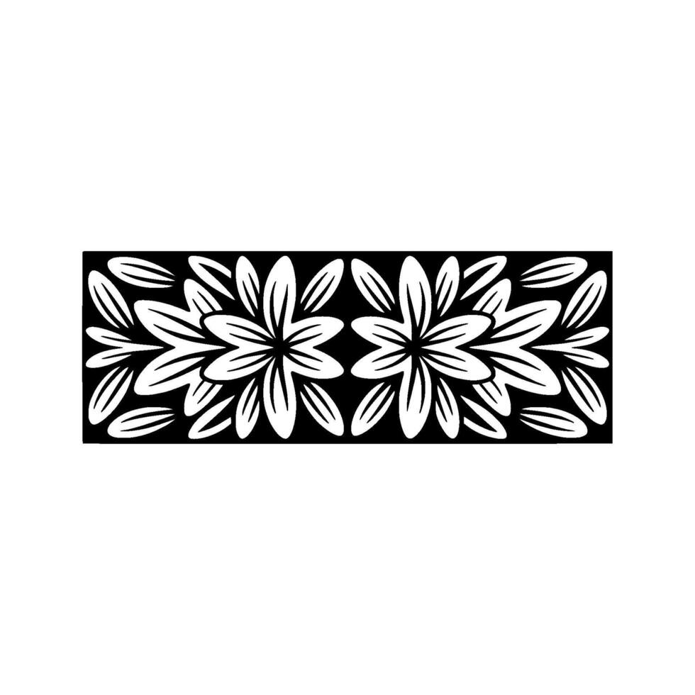 Elegant Floral Pattern on Black Rectangle, Decorative vector