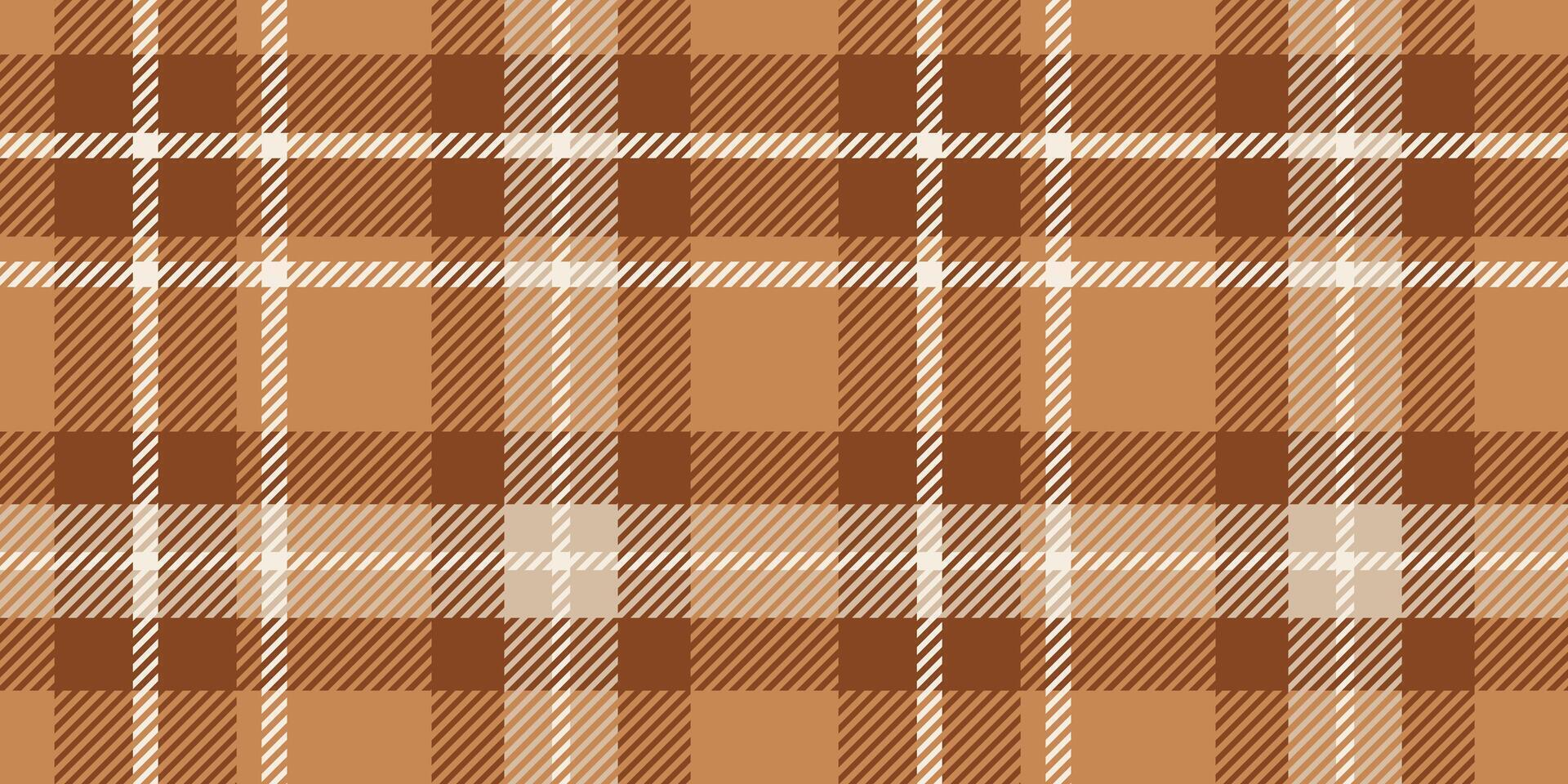 A seamless brown and beige tartan plaid pattern with warm tones and diagonal accents, perfect for textiles, autumn themes, and rustic decor vector