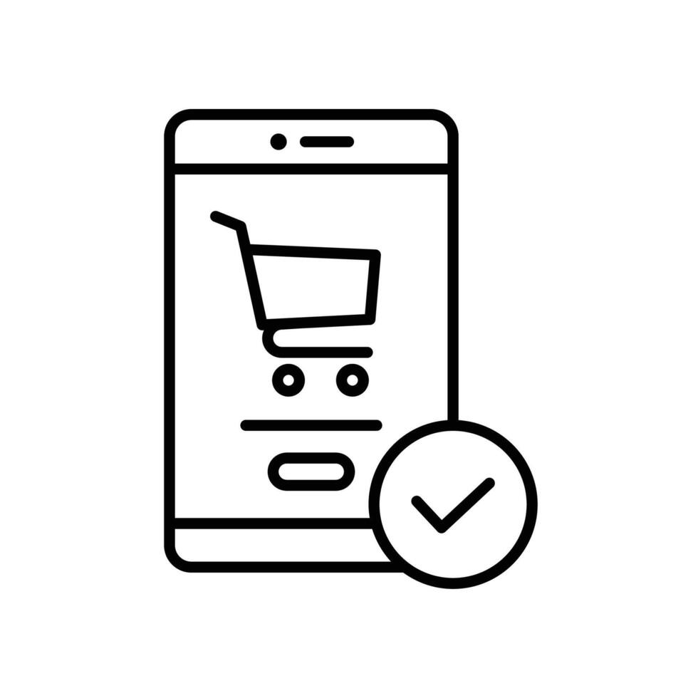 Order confirmation icon on online shopping with smartphone vector