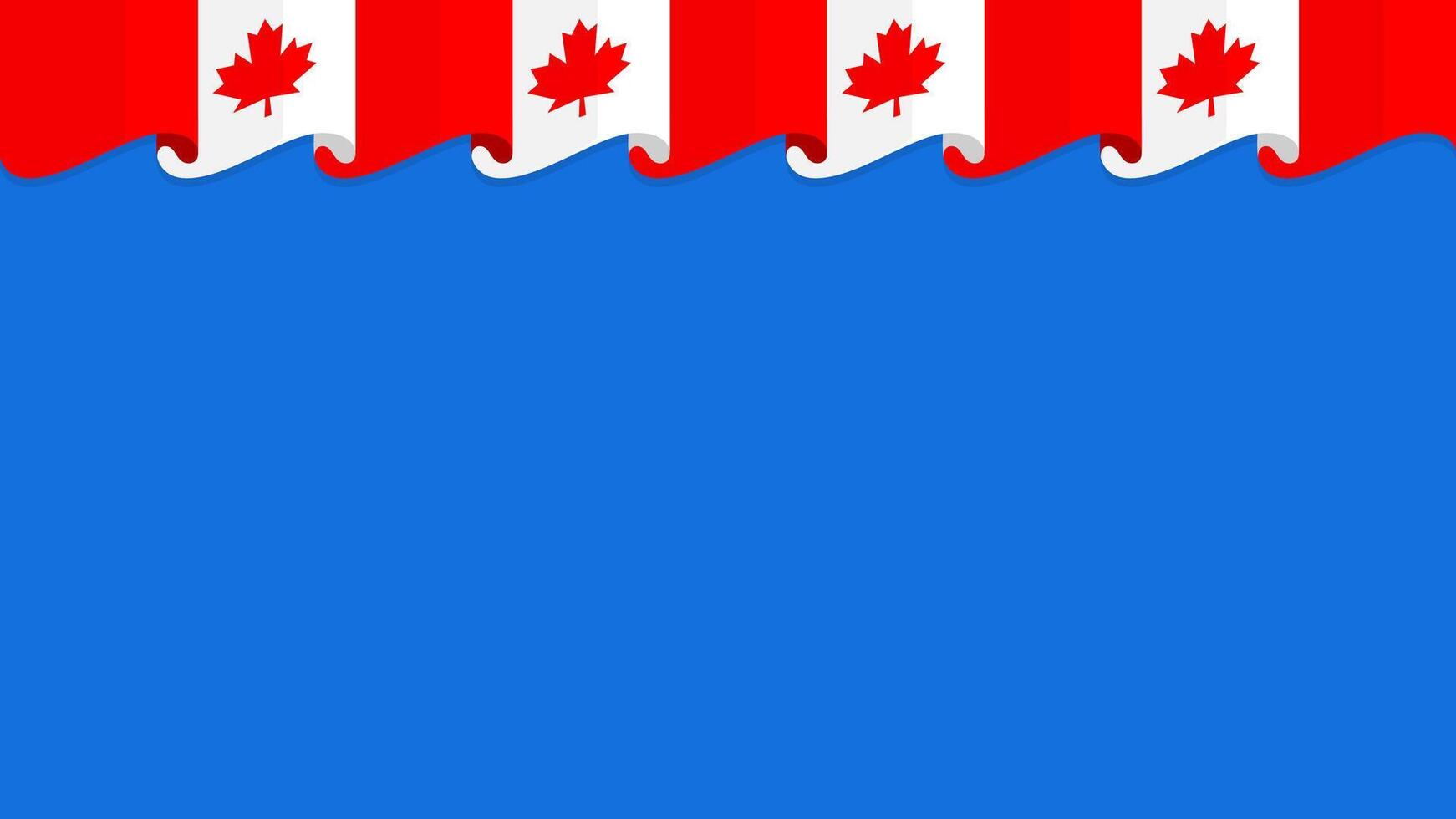 Canada flag on blue background. Template copy space background with Canadian flag elements vector
