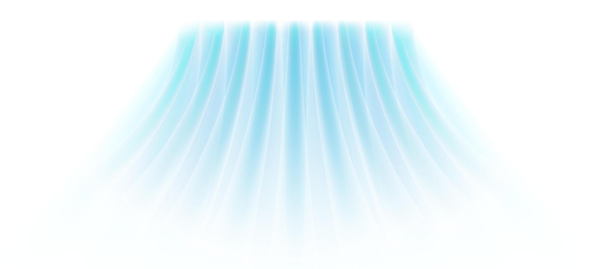 Cool air flow effect with icy swoosh and neon glow. Blue abstract background with fan stream, arrows and wind motion. Perfect for HVAC, AC or energy tech. Minimal clean illustration. vector