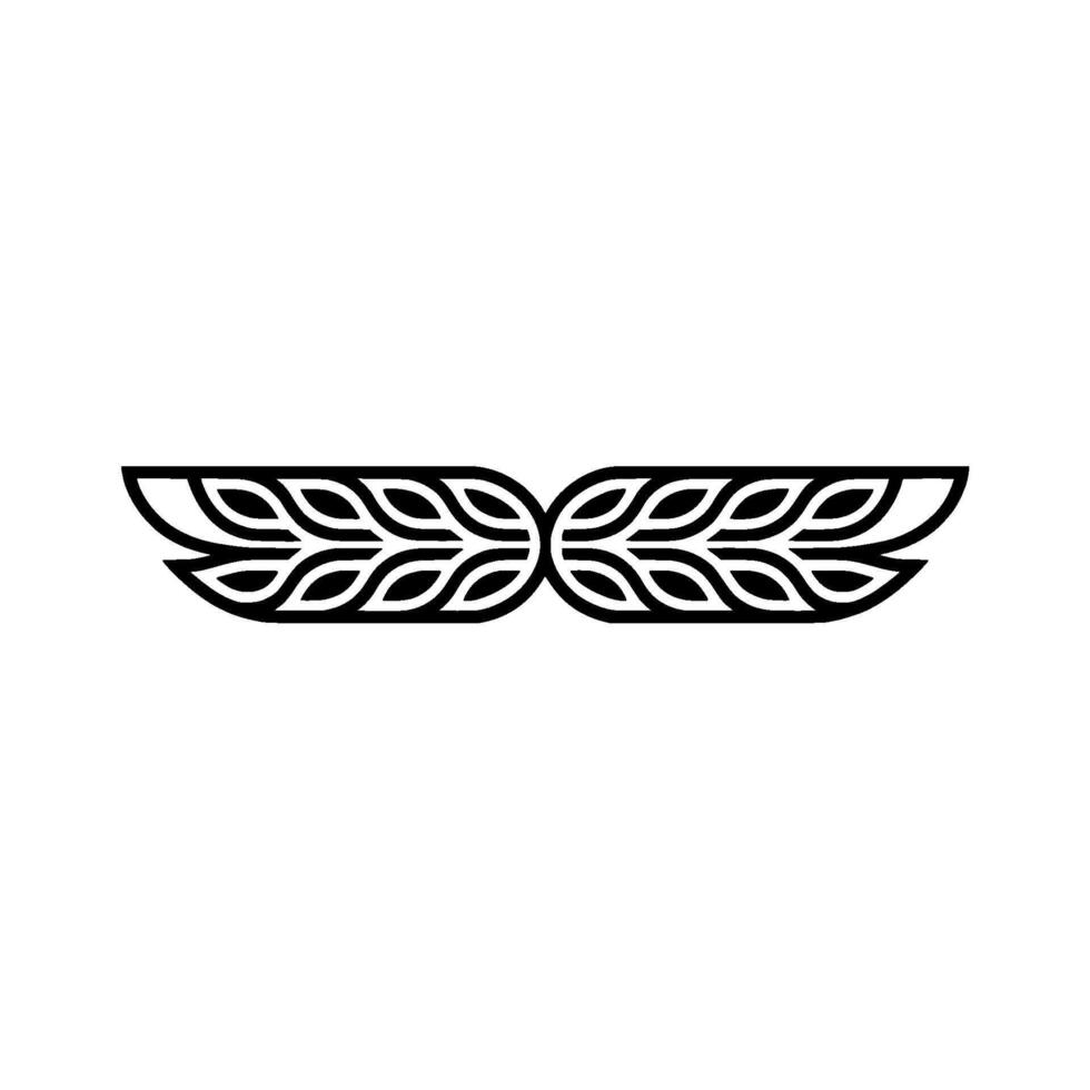 Minimalist Geometric Leaf Motif, Black and White Element vector