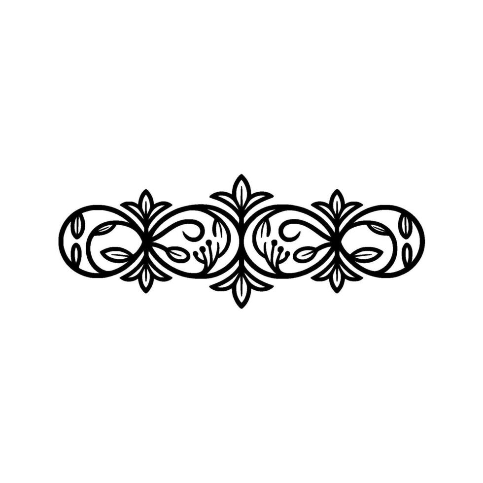 Ornate Black Floral Border on White Background Illustration vector