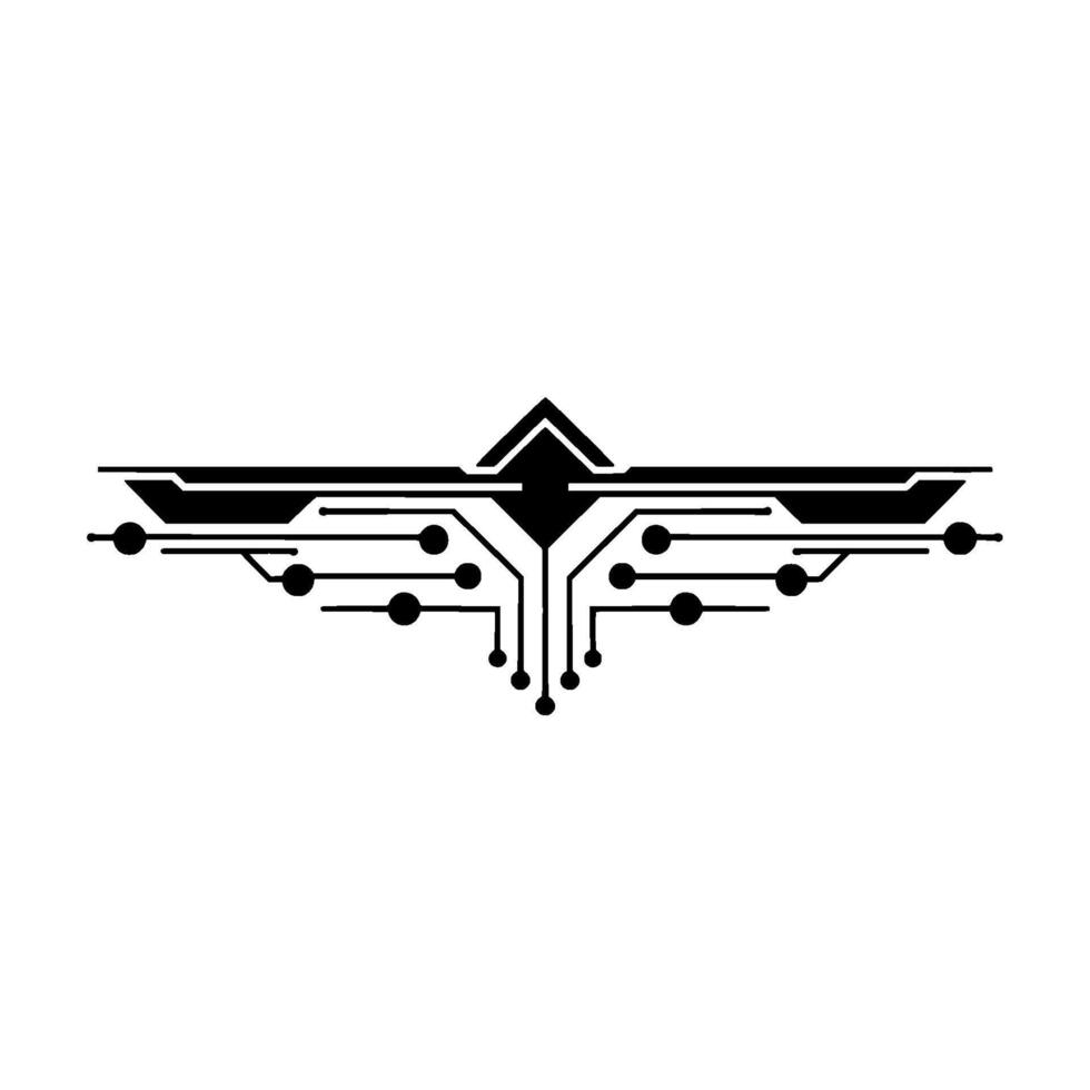 Minimalist Tech Circuitry Black White Abstract Ornament vector
