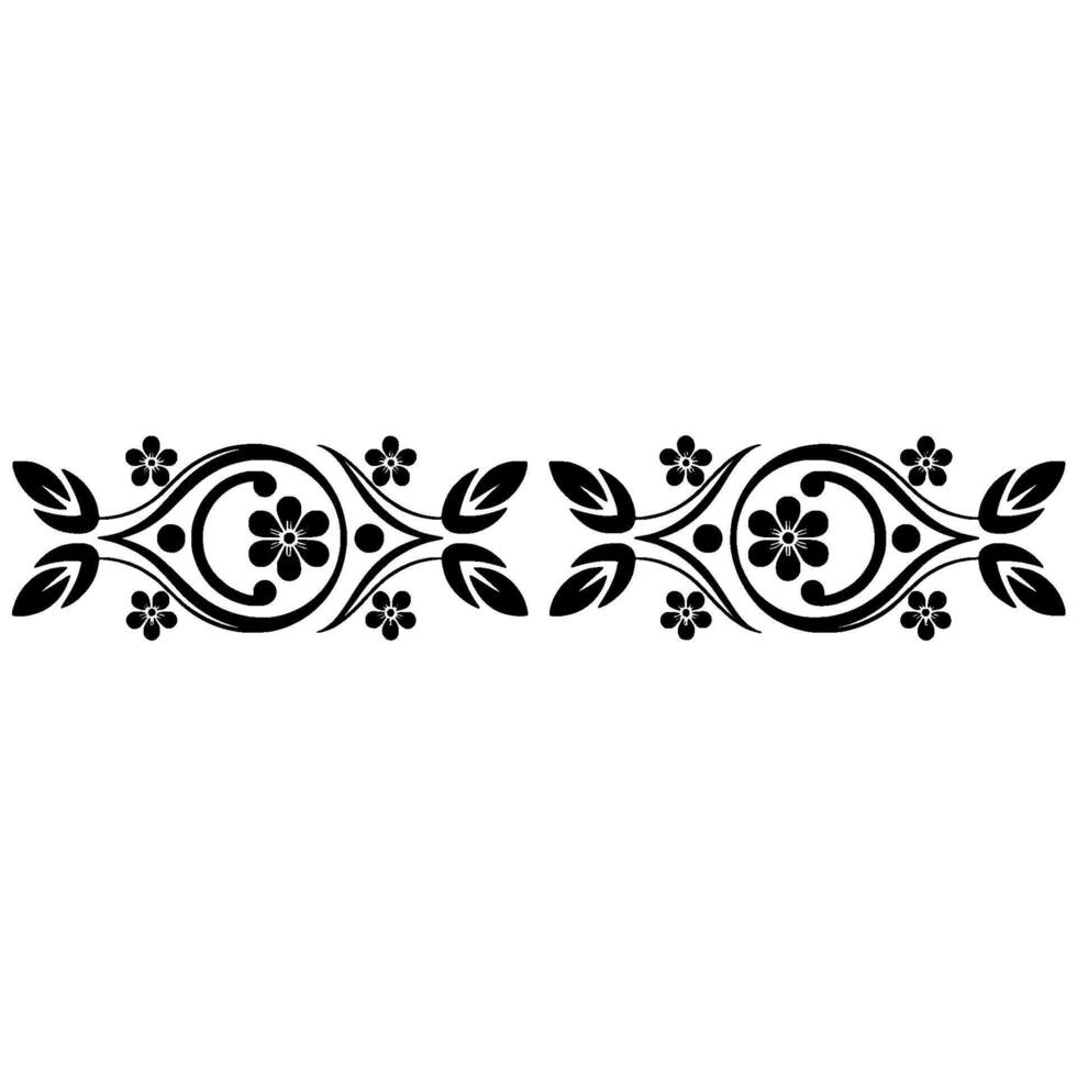 Decorative Floral Border Black White, Elegant vector