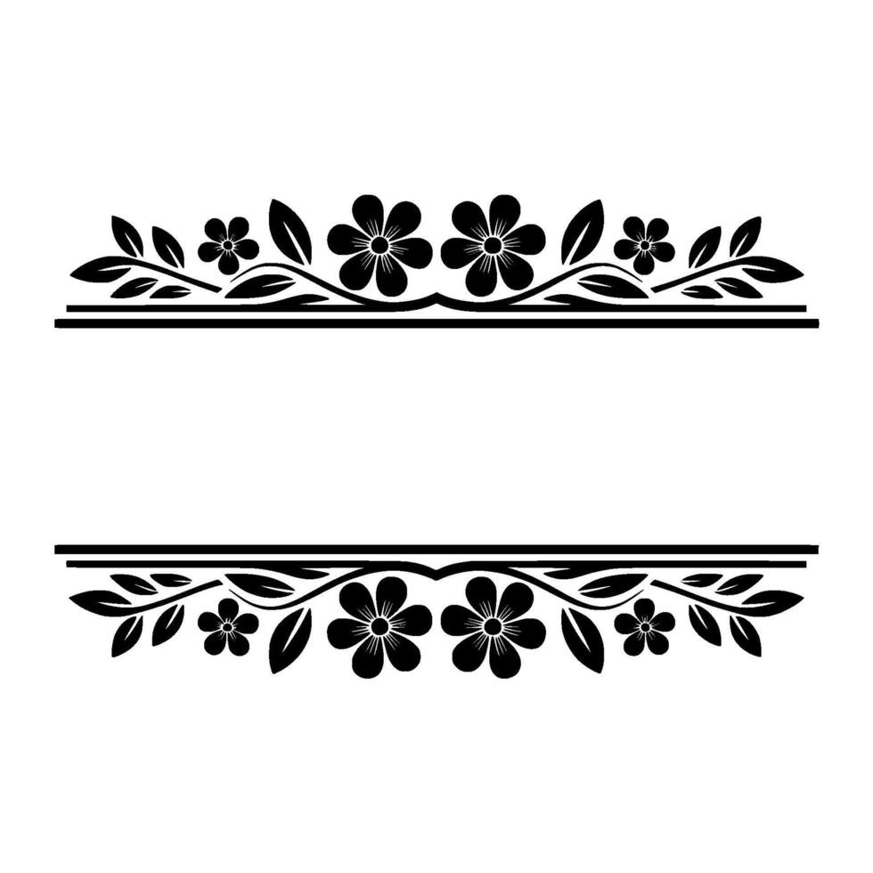 Floral Border , Elegant Black White For Invitations Decor vector