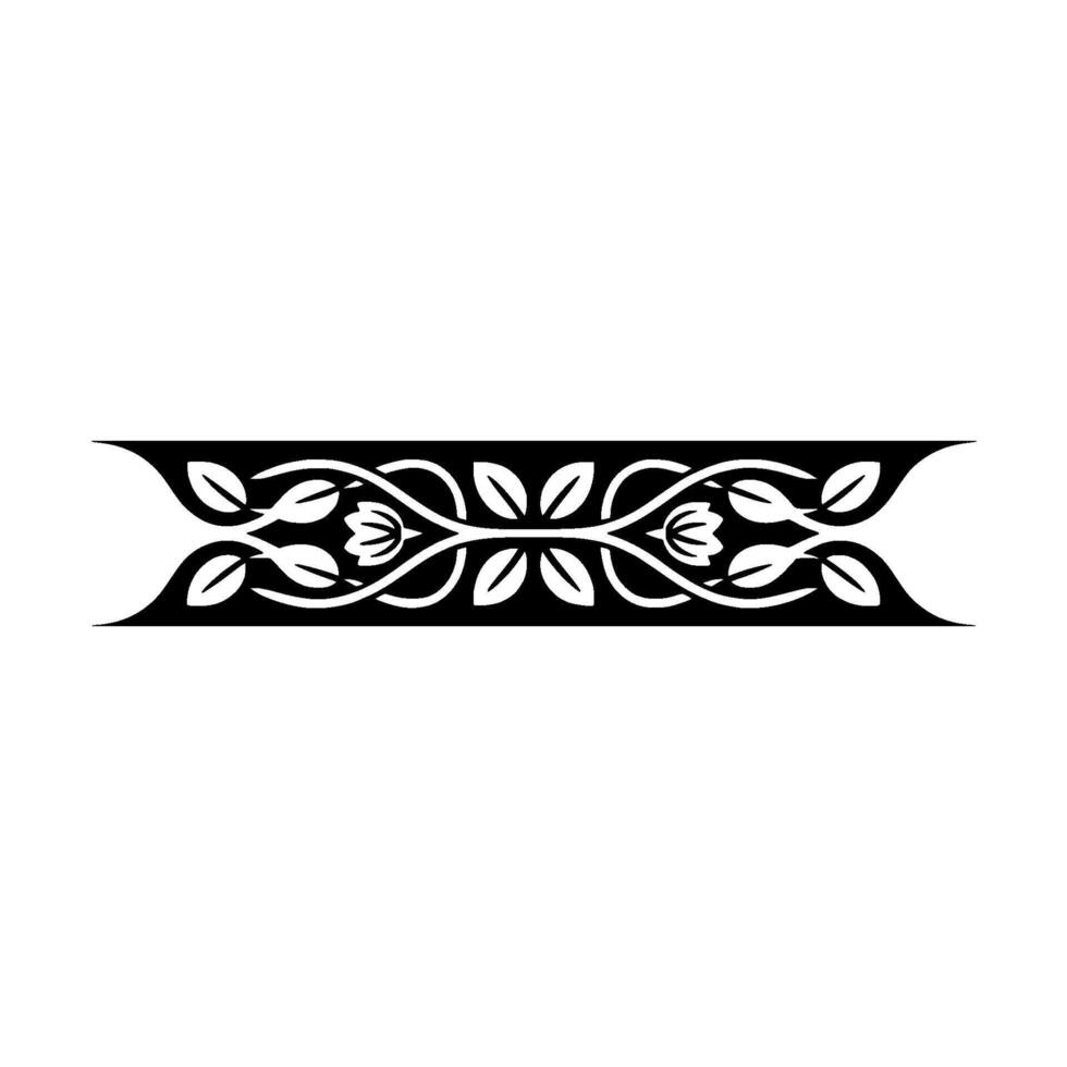 Elegant Floral Border Silhouette, Black and White, Minimalist vector
