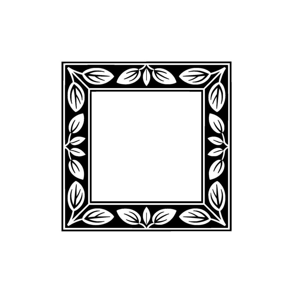 Elegant Black Leaf Frame on Gradient Background Illustration vector