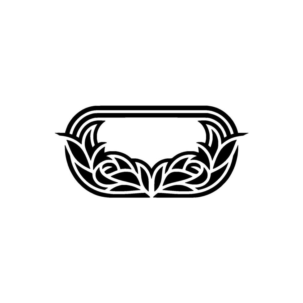 Elegant Black Floral Frame on White Background Minimalist vector