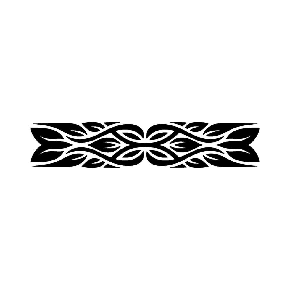 Abstract Ornamental Border , Black Leaf Motif on Light Gray Background vector