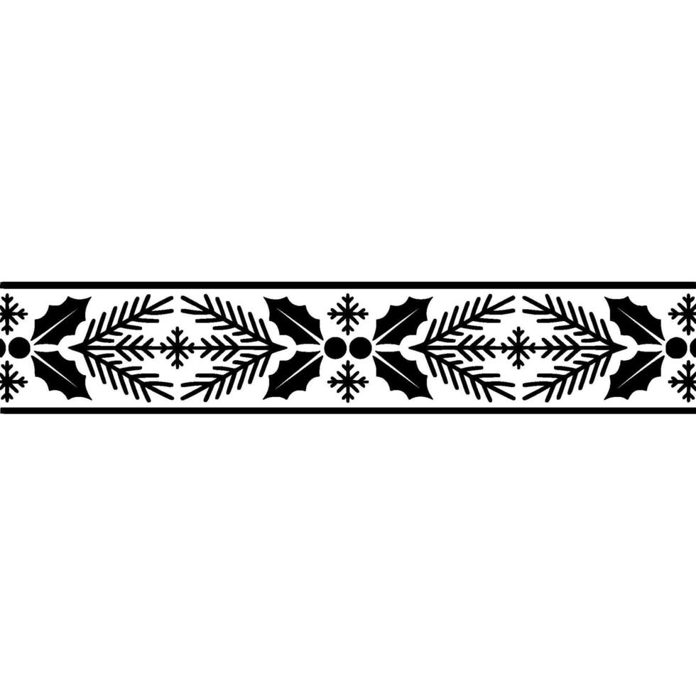 Christmas Border Holly, Fir, Snowflake Ornament vector