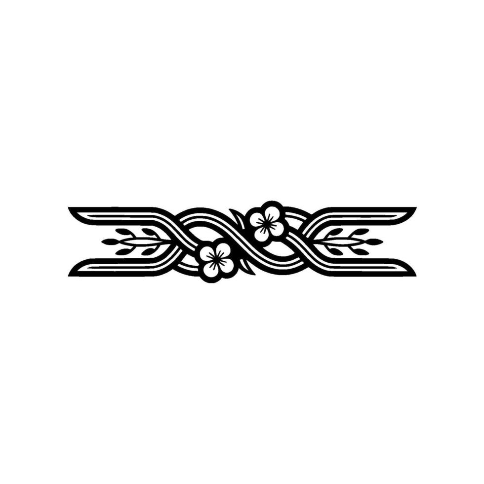 Ornate Black Floral Scroll Border on White Background vector