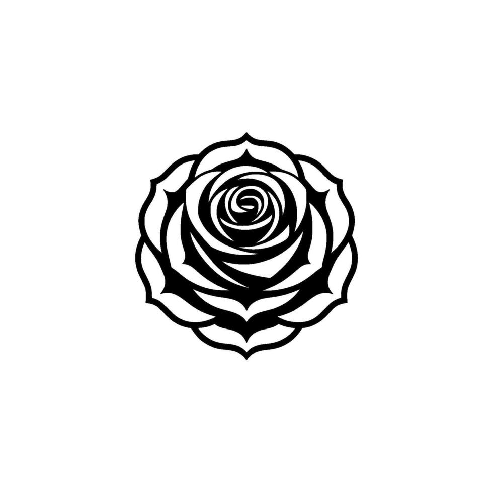 Minimalist Rose Black and White Floral on White Background vector
