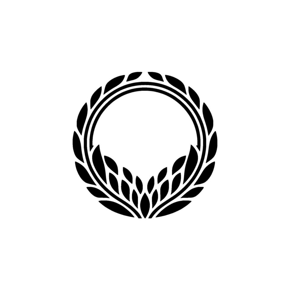 Minimalist Laurel Wreath , Black and White vector