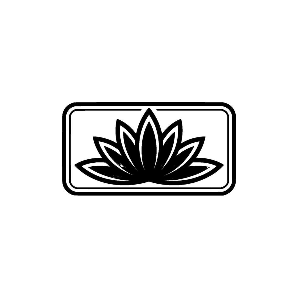 Lotus Flower , Minimalist Emblem, Black and White vector