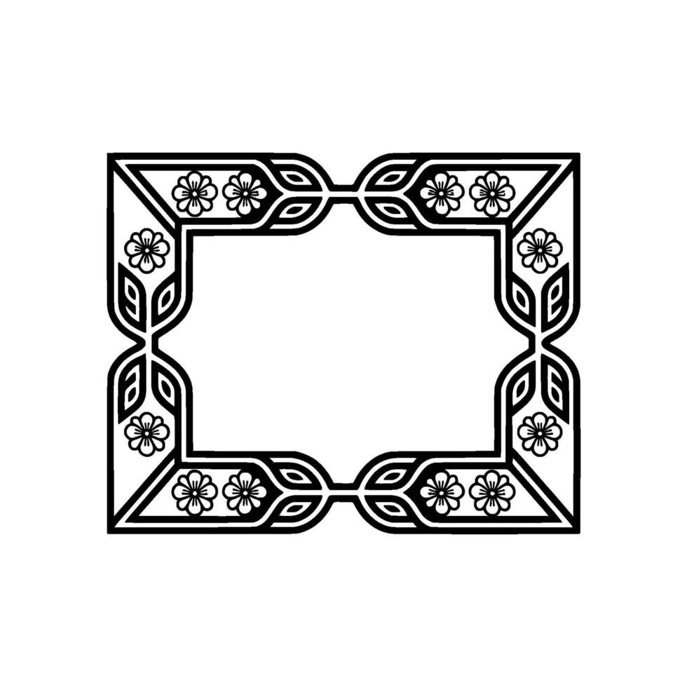 Elegant Black Floral Frame on White Decorative Border For Elements vector